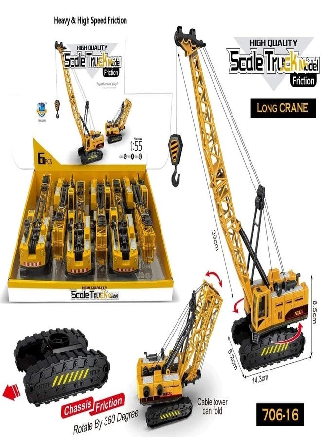VBE Heavy Duty Lifting Crane With Cable 360 Degree Rotating Towing Crane Model Toy With Movable Wheel Support Pull Back Vehicles Construction Truck For 2+ Years Old Kids,Multicolor - Image 3